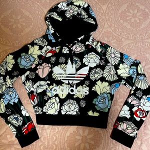Adidas floral print cropped hoodie